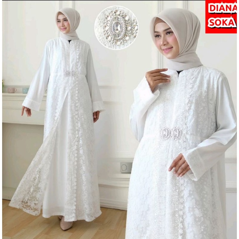 GAMIS PUTIH WANITA /GAMIS BRUKAT/ BAJU MUSLIM
