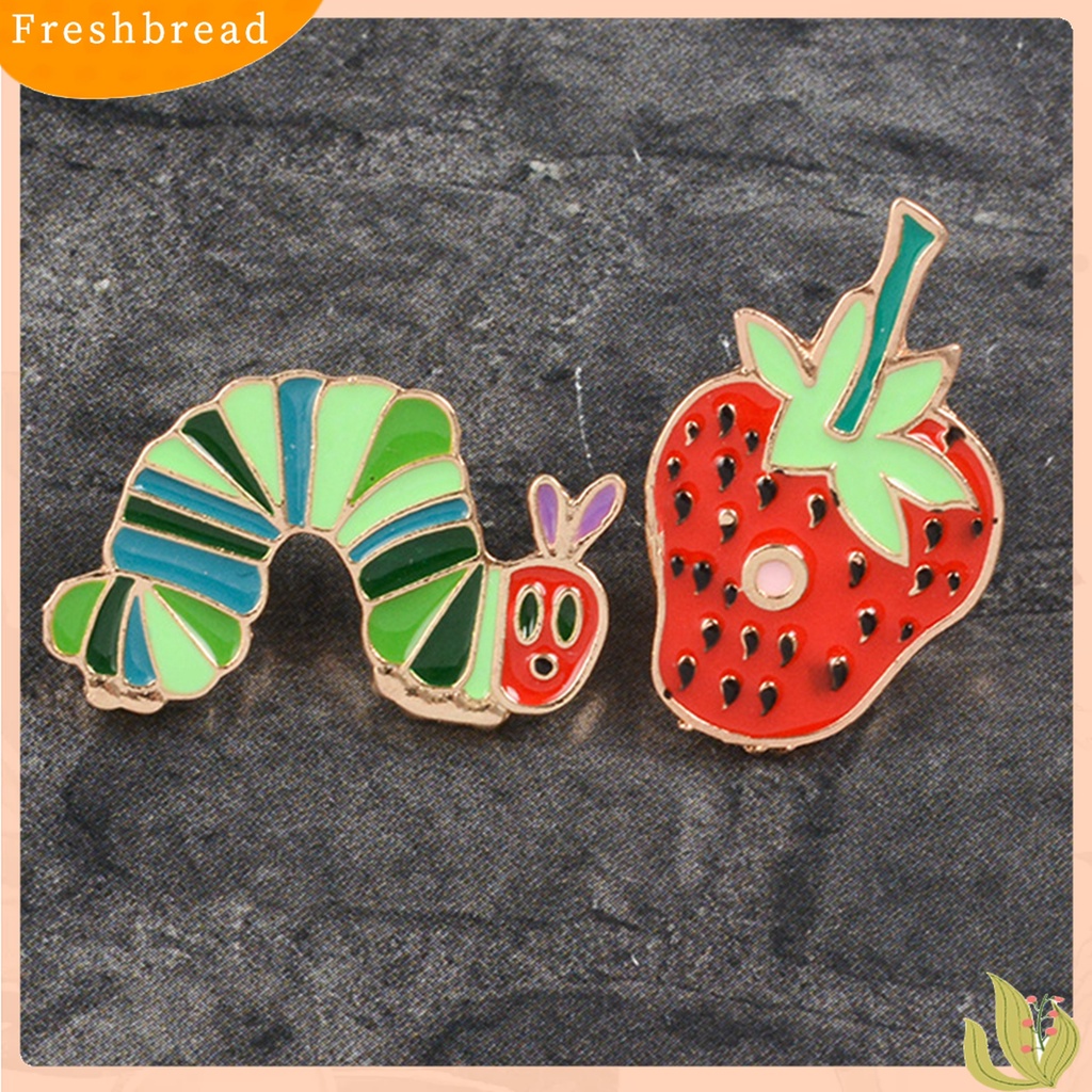 [ TERLARIS]Brooch Pin Strawberry Shape Portable Unisex Funny Enamel Brooch Pin Set for Daily Life