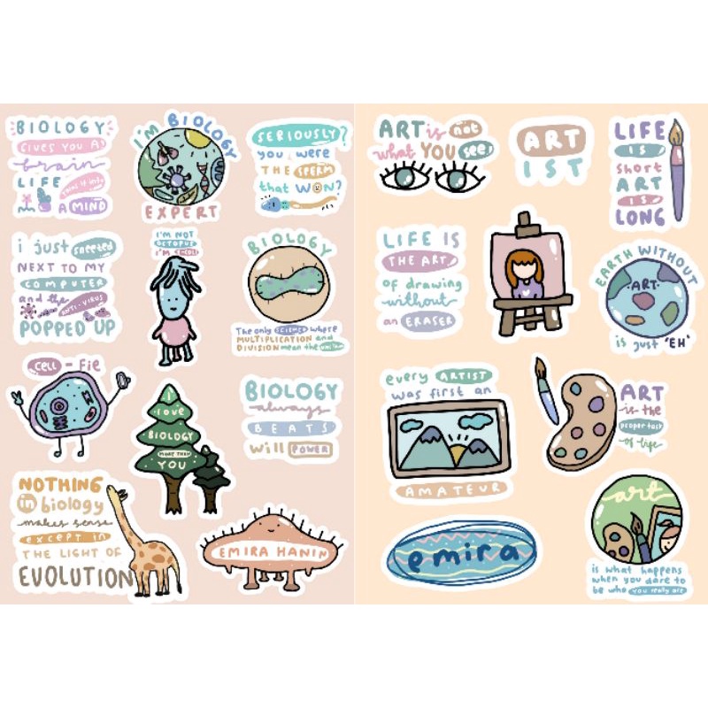 

[21 pcs] STIKER BIOLOGI DAN ART LUCU GLOSSY UNTUK HP, LAPTOP, JURNAL DLL