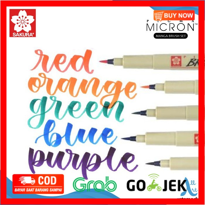 

(BISA COD) Brush Pen Sakura Pigma Brush Pigment Ink Pena Kuas Warna - SET 5