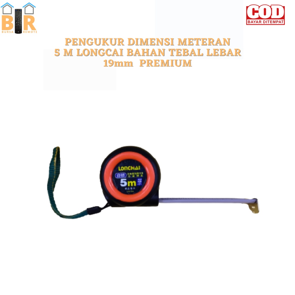 Pengukur Dimensi Meteran 5m LONGCAI Bahan Tebal Lebar 19mm dan 25mm PREMIUM