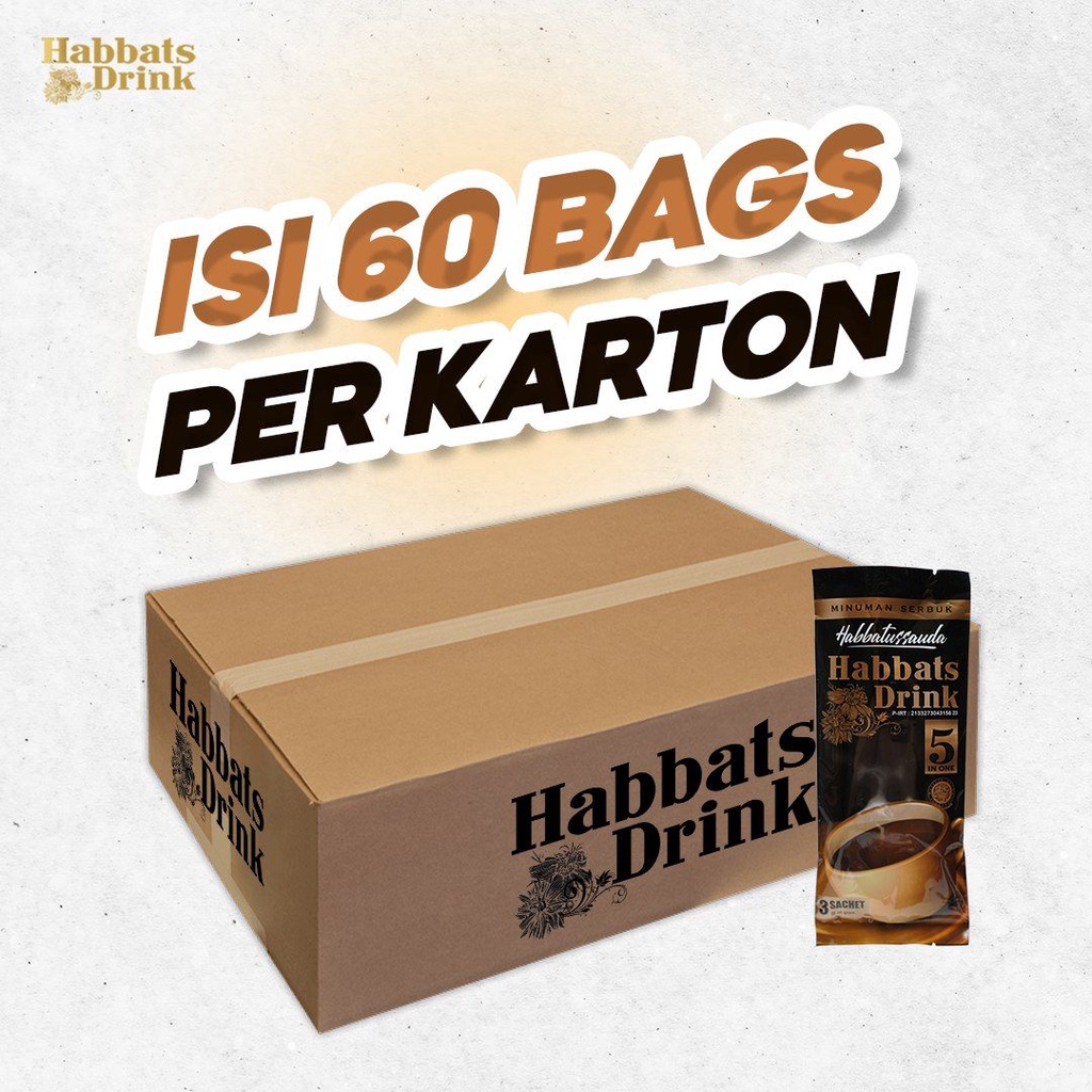 

Habbats Drink Kemasan 3 Sachet (Paket 1 Kartoon@60 Bag)