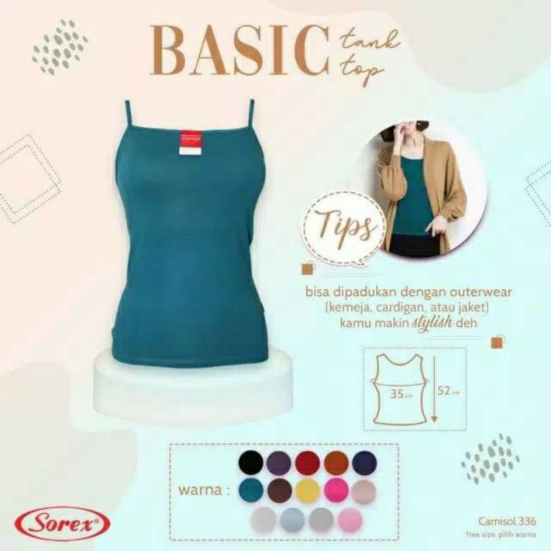 3pcs Camisol Sorex 336 Tank Top Wanita Tali Kecil