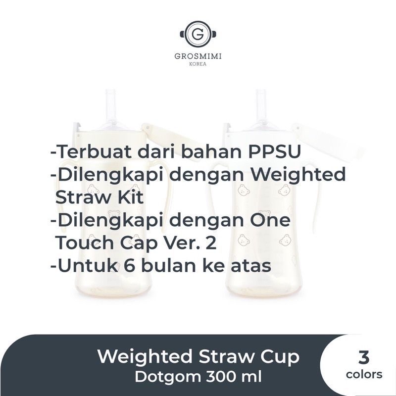 Grosmimi PPSU Cherrish Weighted Straw Cup 200ml 300ml Botol Minum Anak Premium - Tempat Minum Anak Bayi Exclusive