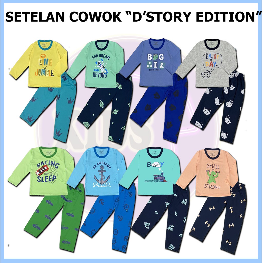Setelan Panjang Anak Cowok | Baju Tidur Anak Anak Usia 1 2 3 4 5 Tahun