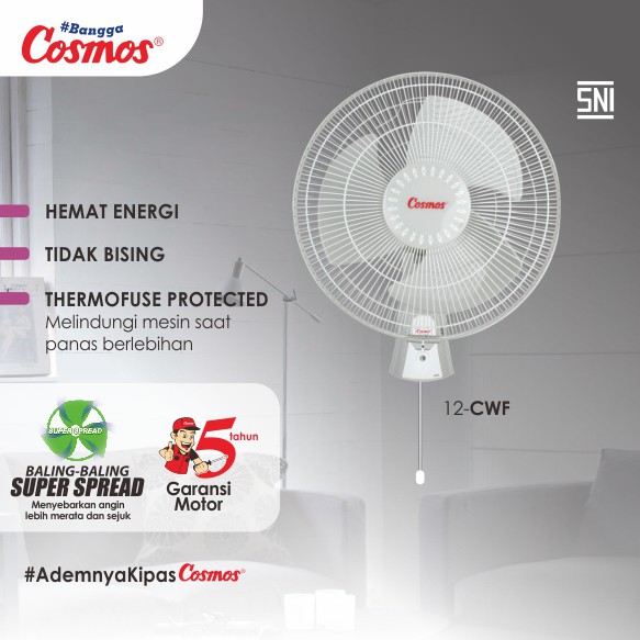 KIPAS ANGIN DINDING / WALL FAN COSMOS 12CWF / 12 DWF / 12-CWF / 12DWF / 12 DWF / 12-DWF [ 12 INCH ] ORIGINAL 100% TERMURAH !