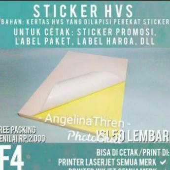 

Kertas HVS Sticker Printer F4 Folio Normal Putih Polos isi 50 Lemba