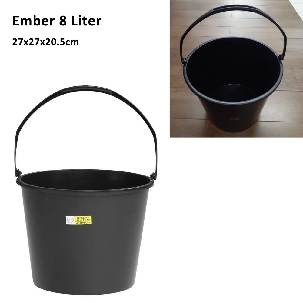 Ember 8 Liter Hitam - Baskom Baju Kotor / Dapur / Cuci Piring - KIRAMAS - Murah Grosir - Serbaguna
