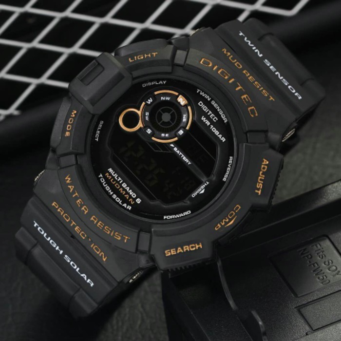 Jam tangan Pria Digitec Mudman DG-2028T Hitam List Emas Digitec 2028