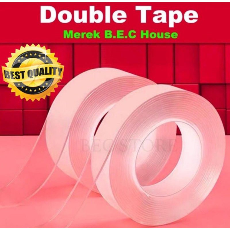 

double tape nano 80gram panjang 1m lebar cm tebal 2mm