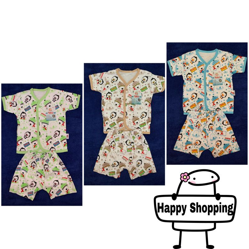 TIVIA Baju bayi set lengan pendak, celana pendek all size - New Born