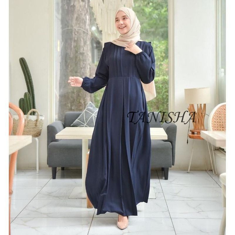 TANISHA DRESS CRINCLE AIRFLOW SIZE  S M L XL gamis terbaru/ termurah remaja terkini