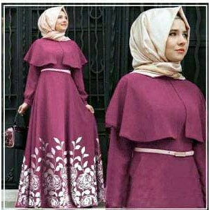 pakaian Gaun muslim ibu islami aop setelan st hijab muslim andiani MAGENTA / baju wanita dress untuk