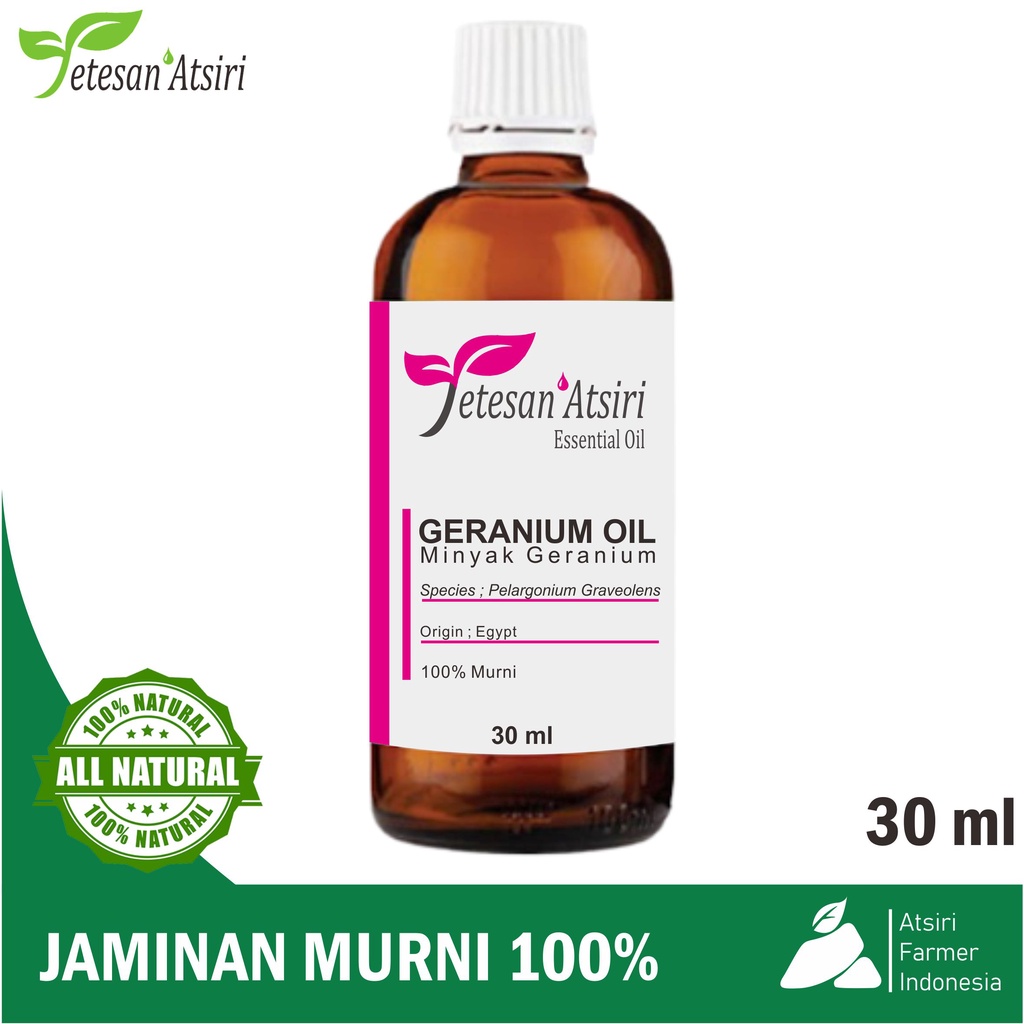 30ml minyak atsiri geranium murni tanpa campuran geranium pure essential oil aromatherapy therapeutic grade diffuser humidifier burner aromaterapi esensial essensial esential  tanpa campuran 30 ml