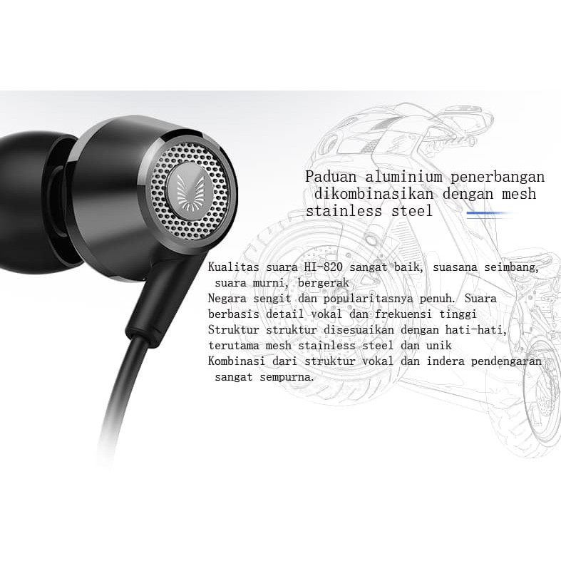 UiiSii 820 stereo Earphone Noise Isolating In-ear Music Earbuds