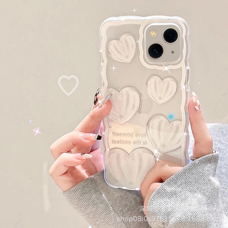 White Heart Softcase Case HP Lucu for iphone XS Max XR 11 Pro Max 12 Pro Max 13 Pro Max