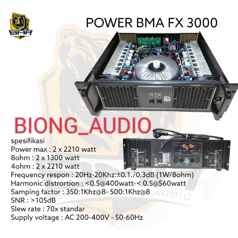 POWER AMPLIFIER BMA FX 3000 POWER BMA ORIGINAL