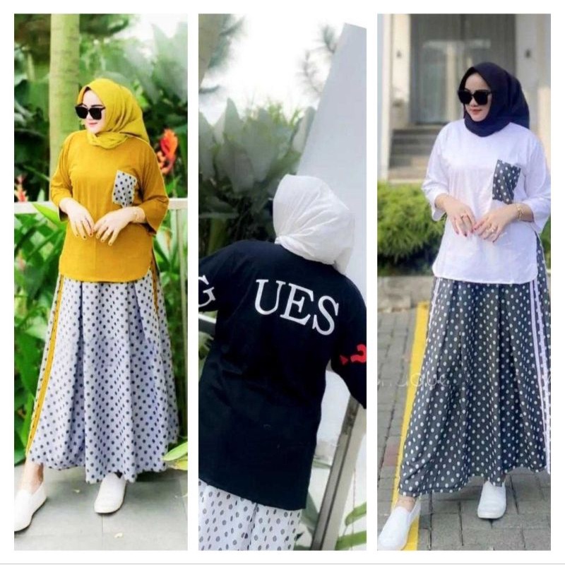 RR SETELAN KULOT REINA SET BAJU MUSLIM SET WANITA SET MUSLIM SET CELANA SET KULOT SET KUNING SET PUT