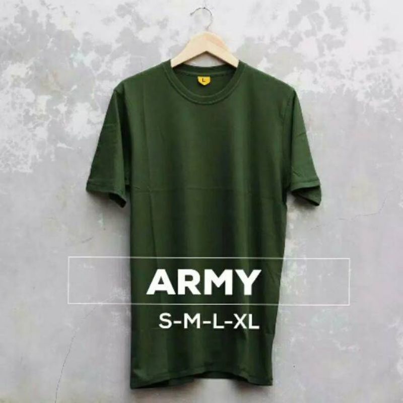 KAOS POLOS HIJAU ARMY LENGAN PENDEK COTTON COMBED 30S