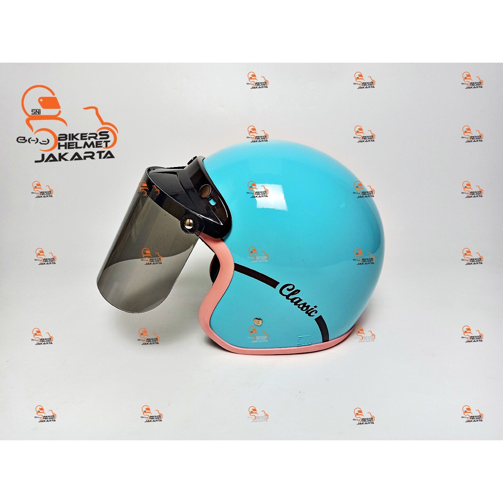 BOGO HELM CLASSIC TOSCA GLOSS HALF FACE KACA DATAR KEKINIAN SODA ROSSA
