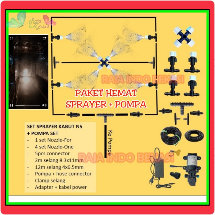 P5 + Paket Nozzle Pompa Kabut Sprayer Kabut Fogger Bilik Disinfektan Mist Kabut Sterilisasi Nozel