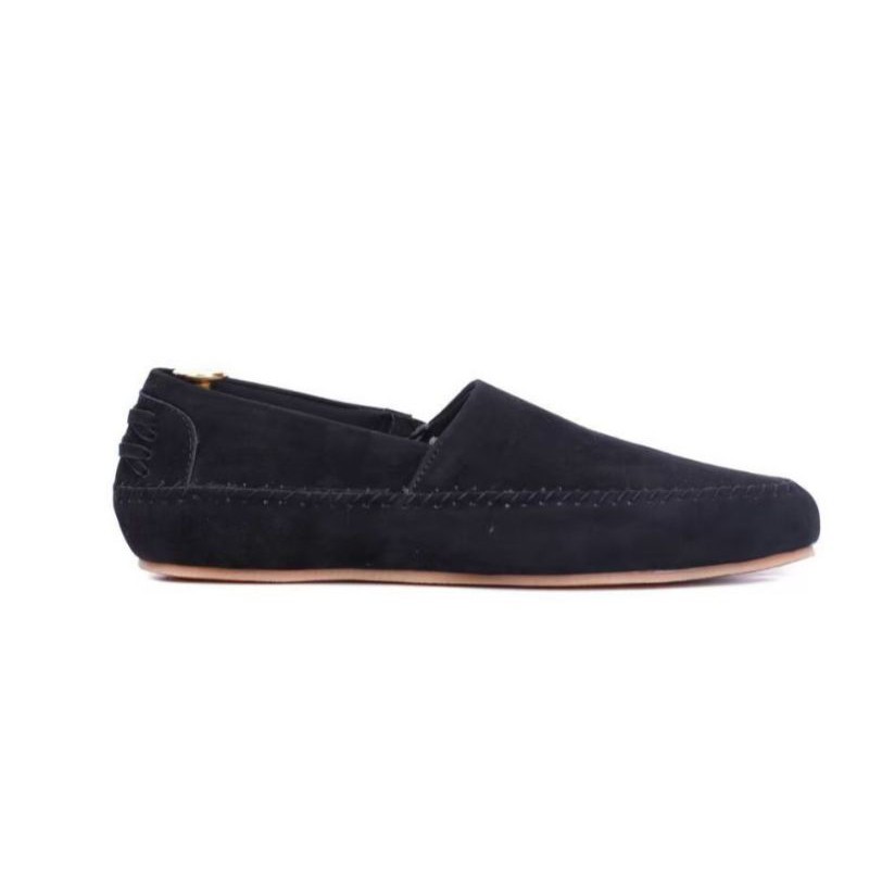 HIGHLAND BLACK |WOLF x COZY| Sepatu Slip on Pria Santai Casual Formal Suede Kerja Simple