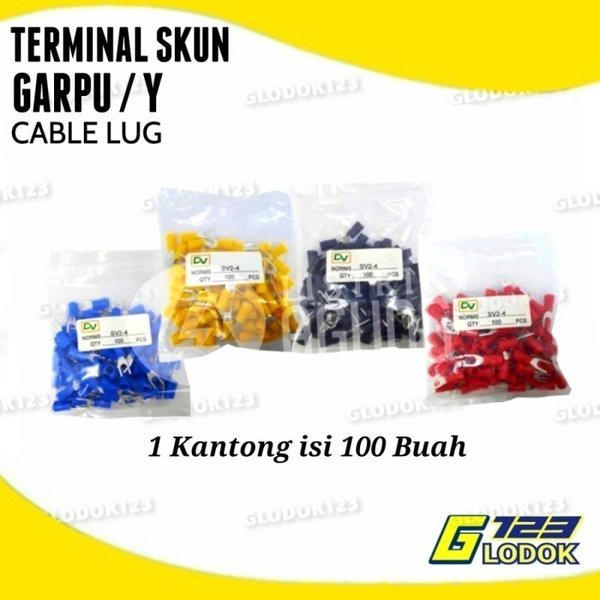 Terminal Kabel Sekun Cable Skun Y Garpu Spade Isolasi Insulated SV2-4