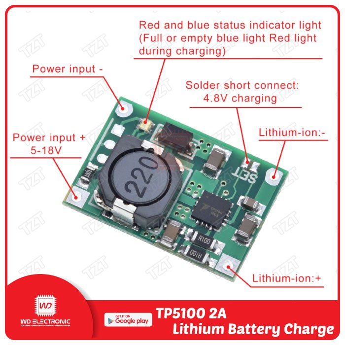 TP5100 Double Single Lithium Battery Charge 2A