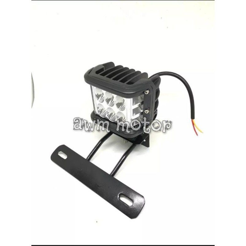 [PAKET] led lampu depan jumbo 6mata+breket plat motor