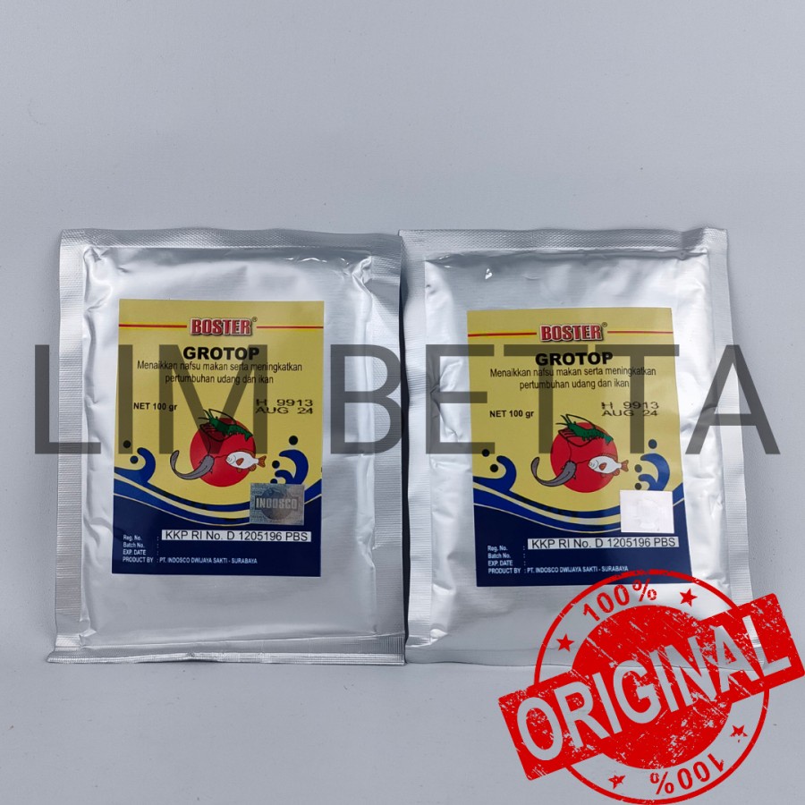 BOSTER GROTOP 100 GRAM / PENAMBAH NAFSU MAKAN IKAN DAN UDANG