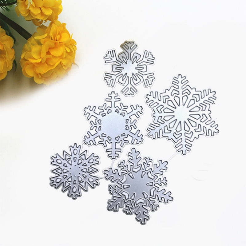 Cetakan Stensil Cutting Dies Motif 5 Snowflake Natal Bahan Metal Untuk Scrapbook / Craft DIY / Embossing