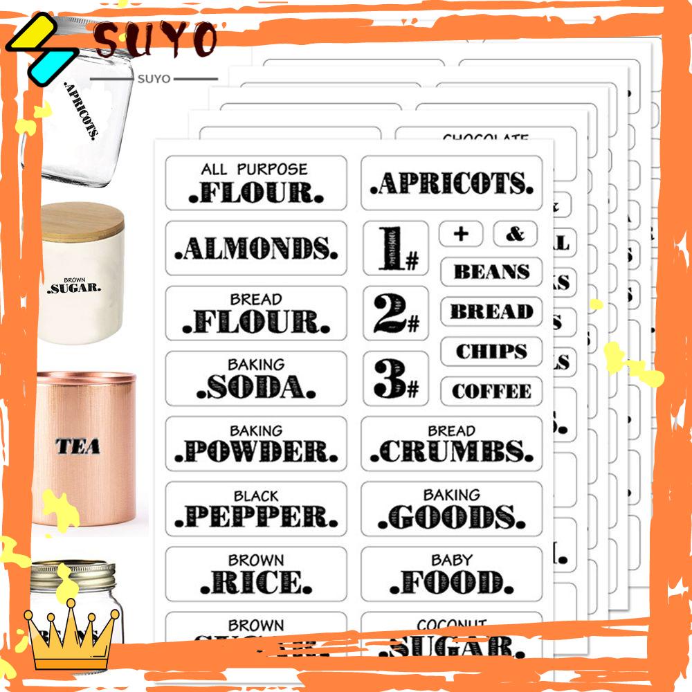 Suyo 132PCS Stiker Label Pantry Transparan Anti Air