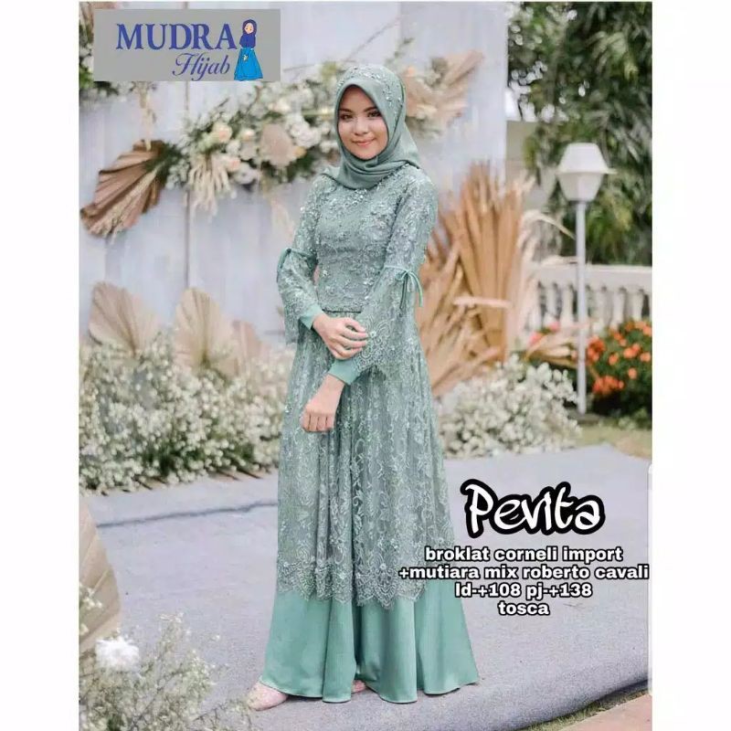 Pevita Dress Model Baju Gamis Brokat Modern Terbaru 2021 JUMBO LD 120 FULL MEMUTAR