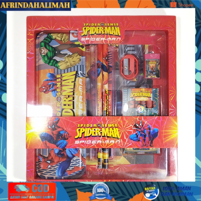 

{TERBARU} Set Alat Tulis Karakter Anak Sekolah Kids Stationary Kotak Pensil Raut - Spiderman