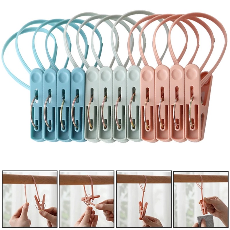 Multipurpose Towel Clothing Hanging Clips with Hooks/Mini Clothespins  Pegs Holders/Useful Clothes Clamps Hanger hooks for Household