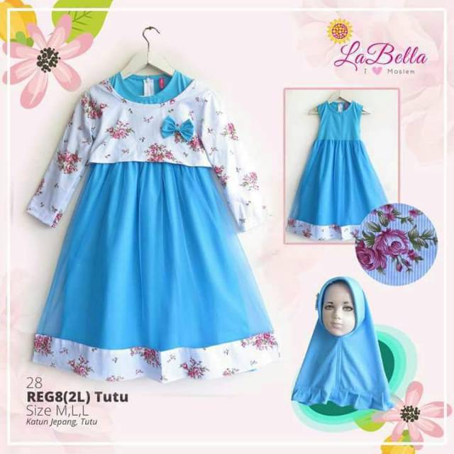Gamis Anak LaBella Bolero Tutu Biru Baju Muslim Pesta Terbaru