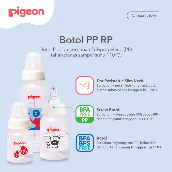PIGEON BOTOL SUSU BAYI PP RP 240 ML BEBEK WITH S-NIPPLE SIZE M