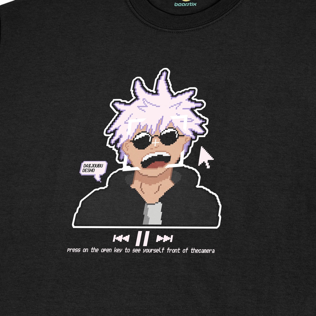 Bearstix - Tshirt Gojo Satoru - Kaos Jujutsu Kaisen - Baju Anime streetwear - Tshirt Uniqlo - Kaos Pixel Art-1