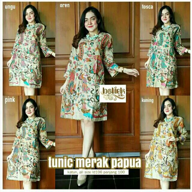 Tunik Cindrawasih Tunik Merak Papua Iriani Tunic Batik Fashion Tunik Batik Kerja Seragam Batik