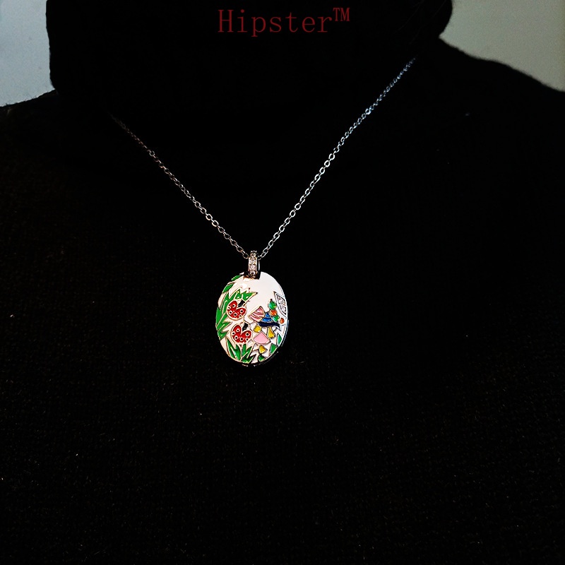 Hot Sale Funny Cute Cartoon Flower and Grass Colorful Enamel Pendant Necklace