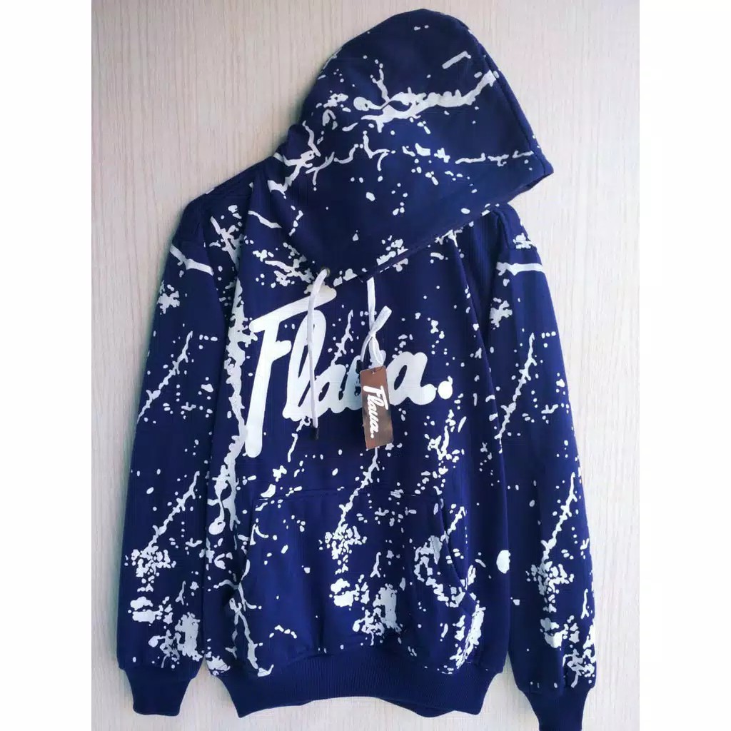 [Bayar Di Tempat] Jaket Sweater Flava Hoodie Fuul Print Navy Premium