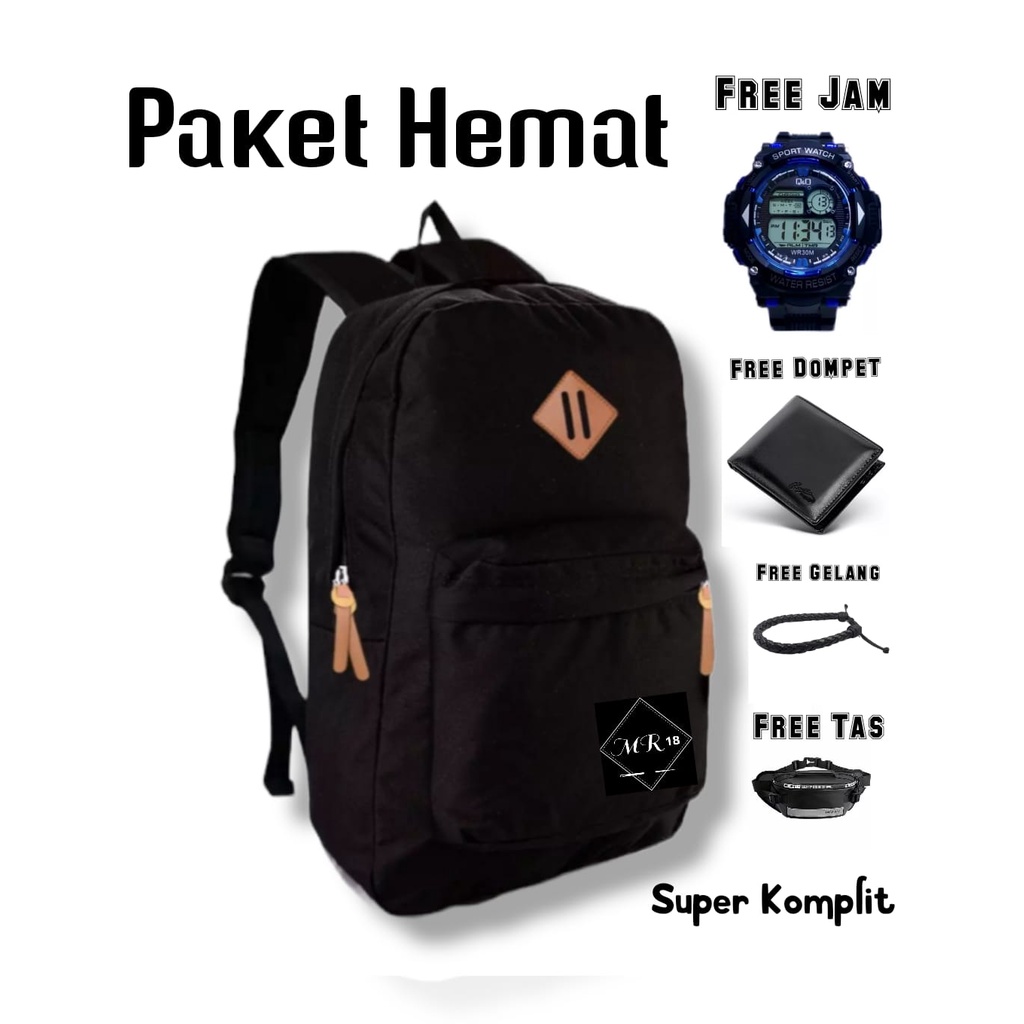 Terbaru Paket Sekolah Ransel Jam Tanggan Dan Free Menarik Lain Nya/Tas Ransel Fashion Wanita Pria Bag Backpack Import Sekolah