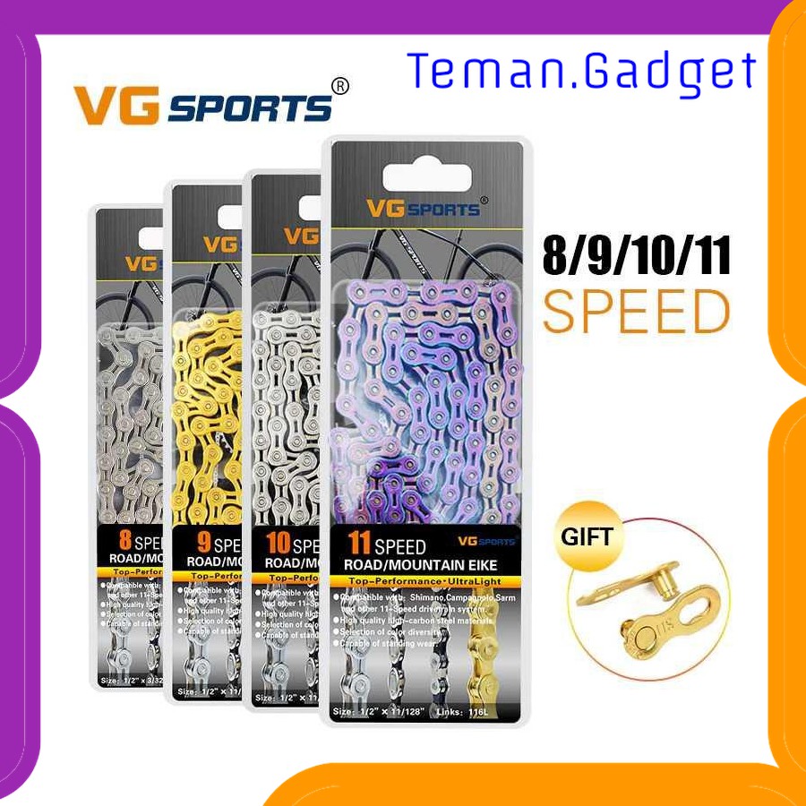 TG-IB342 VG SPORTS RANTAI SEPEDA BICYCLE CHAIN HALF HOLLOW 8/9/10 SPEED