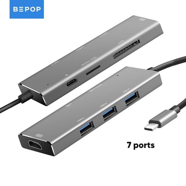 Bepop Type C Hub To Hdmi Adapter SD Card USB 3.0 Ports 7 in 1 Hub