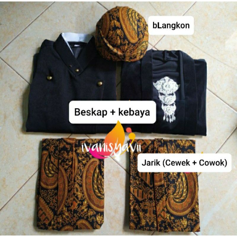 Baju Prewed INSTAN / Baju Couple Adat Jawa (BONUS AKSESORIS), MOTIF LENGKAP