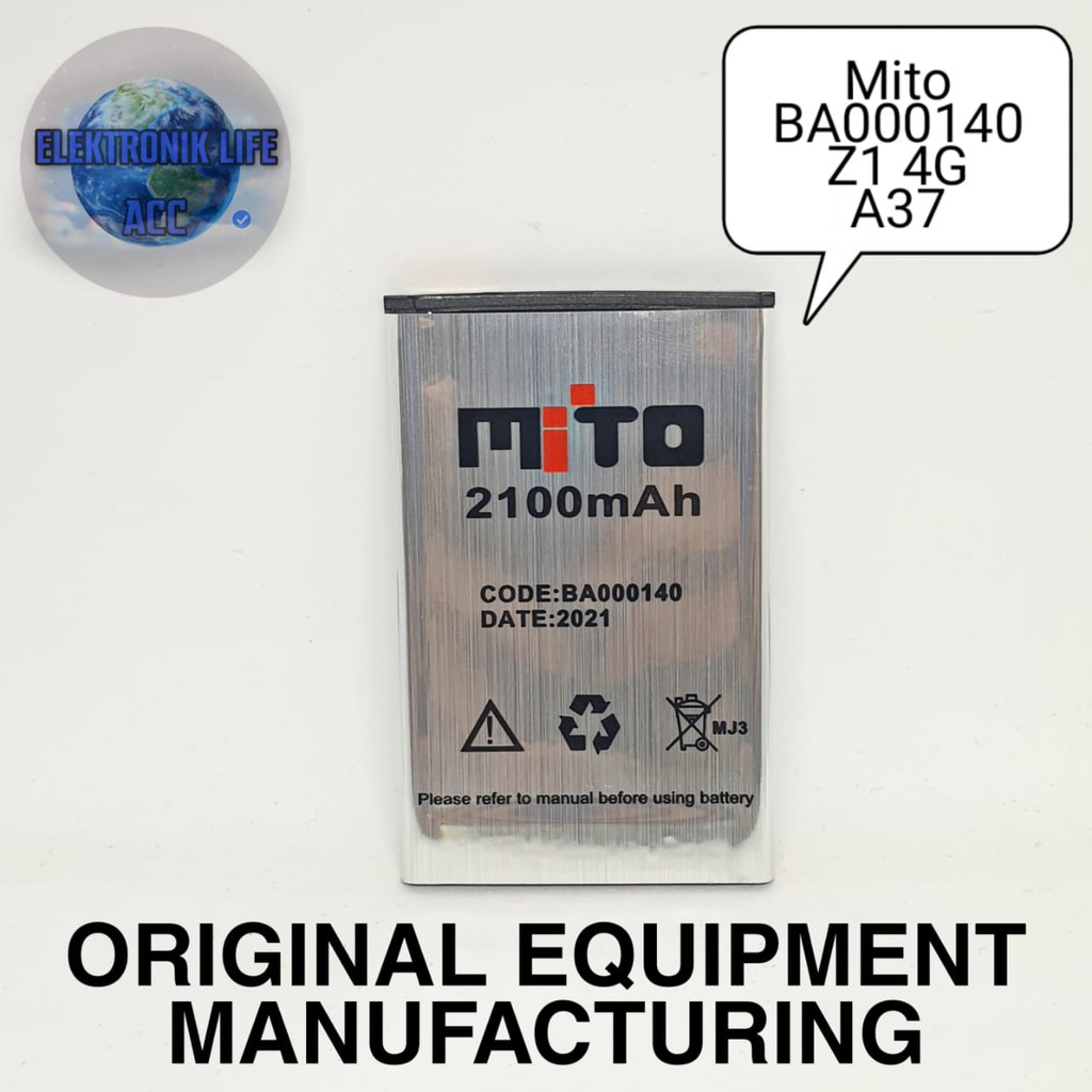 Baterai battery batre bat mito Ba00140 BA 00140 Z1 4G A37 2100 MAH