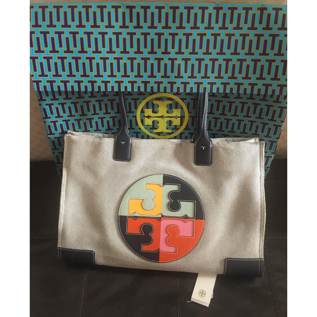 Preloved - Tory Burch Original Ella Colorblock Tote in Navy