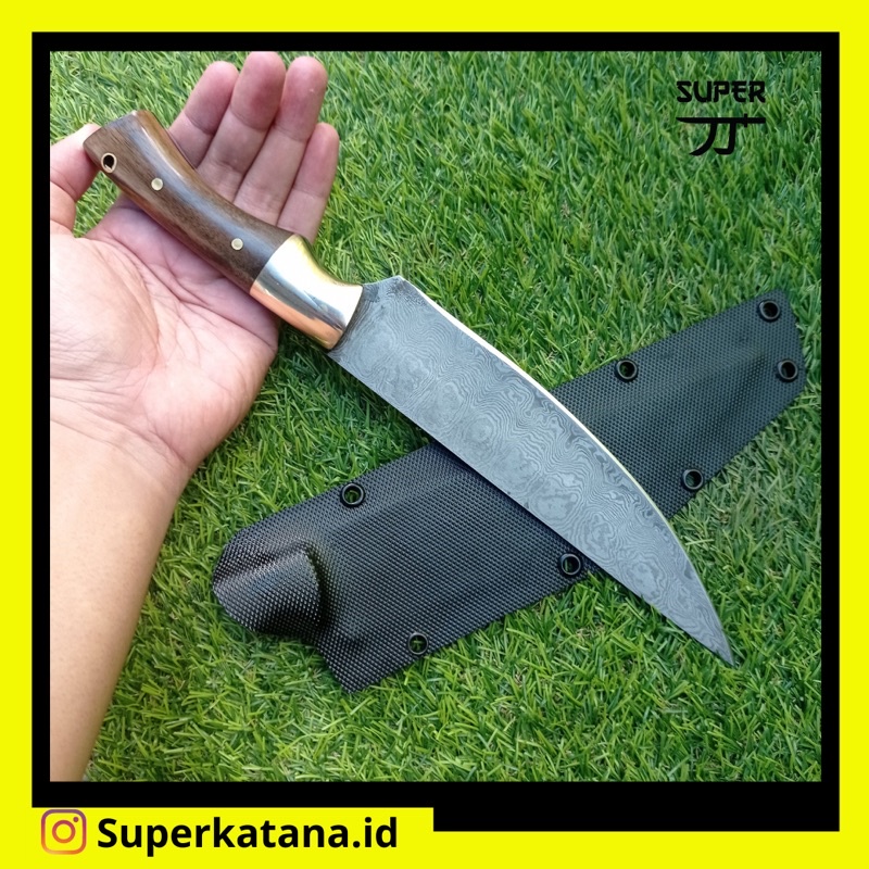 PISAU SERBAGUNA BAJA DAMASCUS 20Cm SARUNG PVC SUPER TAJAM