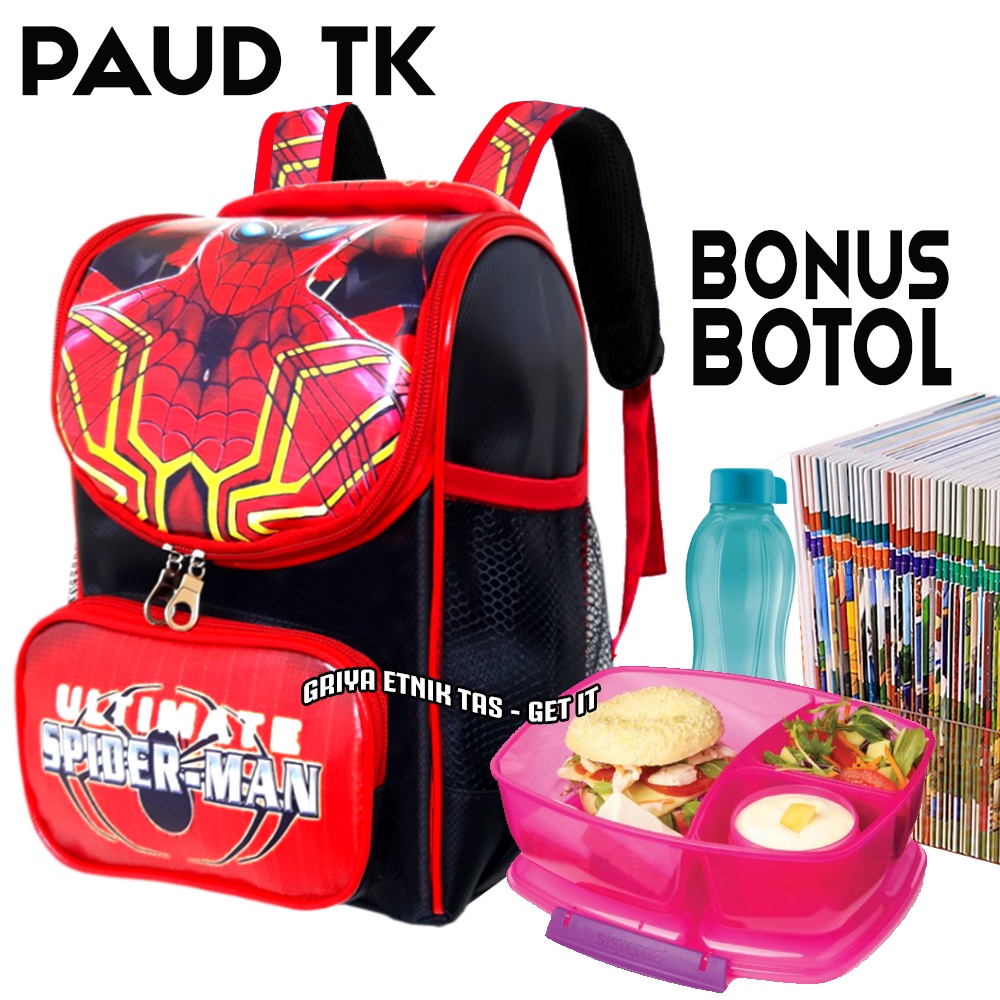 Tas Sekolah Anak Laki laki TK Paud Mini Spiderman Avengers Kapten Amerika Lunch Bag