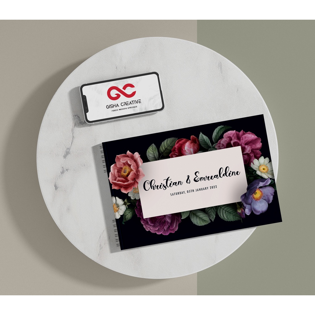 BUKU TAMU PERNIKAHAN HARD COVER & SOFT COVER DESIGN CUSTOM JILID SPIRAL MURAH DEPOK